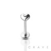 INTERNALLY THREADED 3D HEART TOP 316L SURGICAL STEEL LABRET